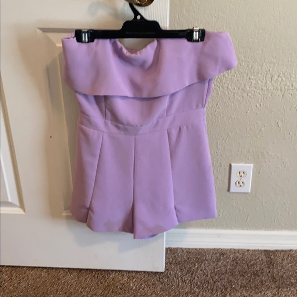 Strapless purple romper